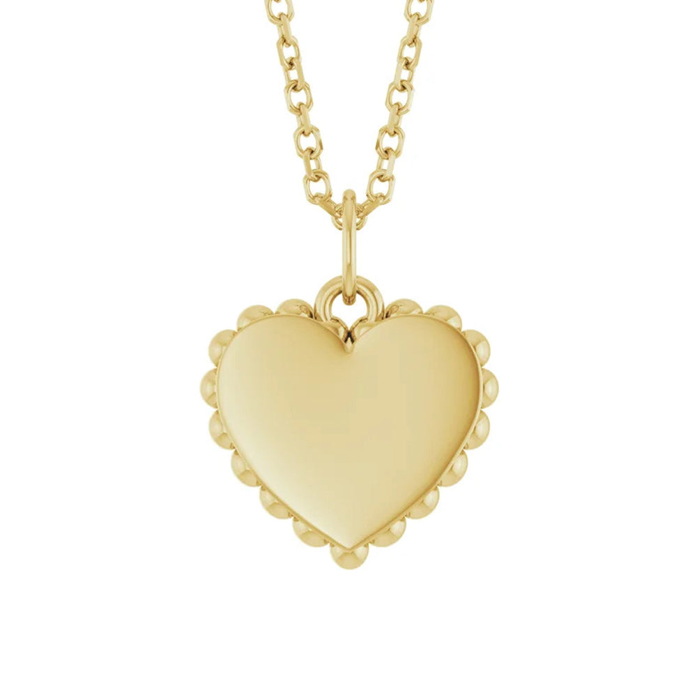 14K Yellow Engravable Heart 16-18" Necklace