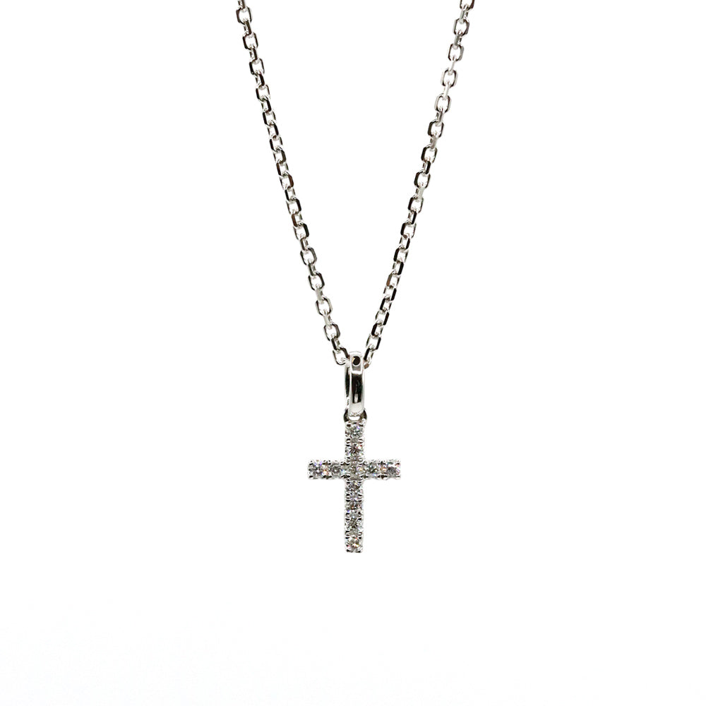 The Hannah - 14K White Gold Diamond Mini Cross