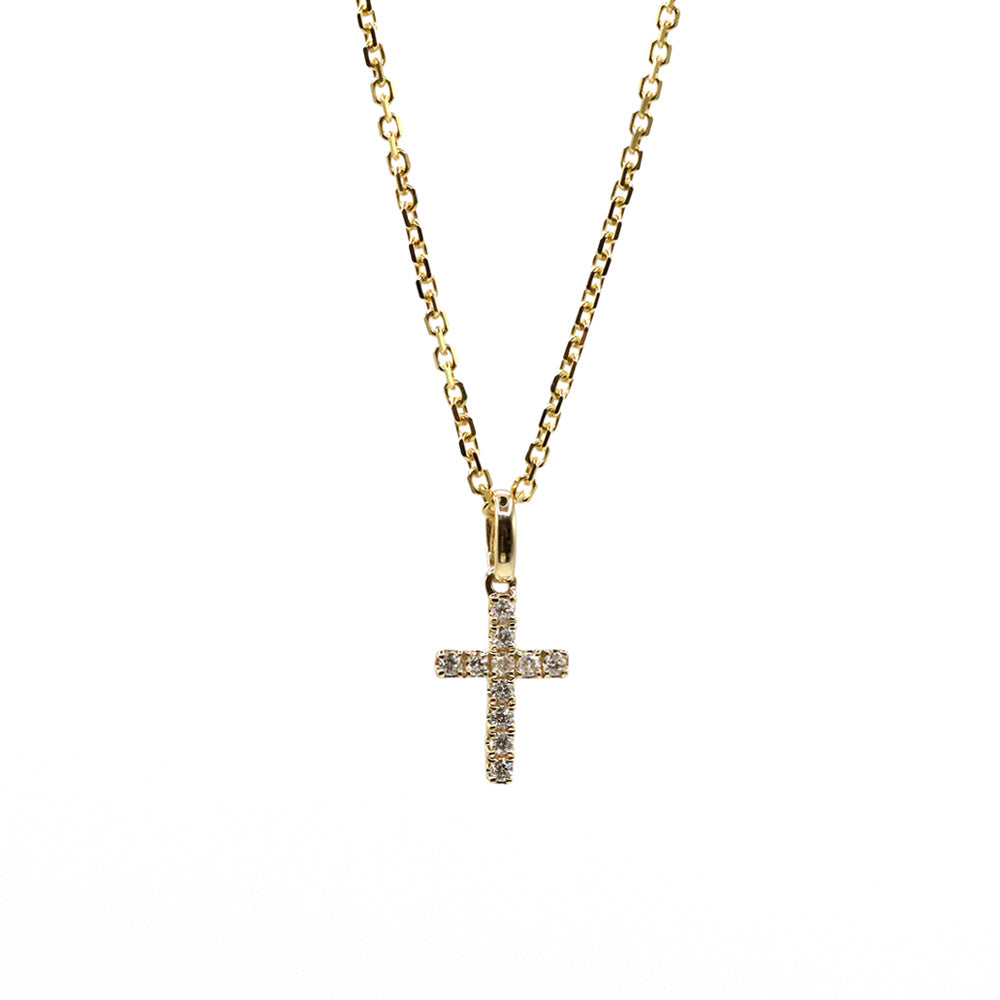 The Hannah - 14K Yellow Gold Diamond Mini Cross
