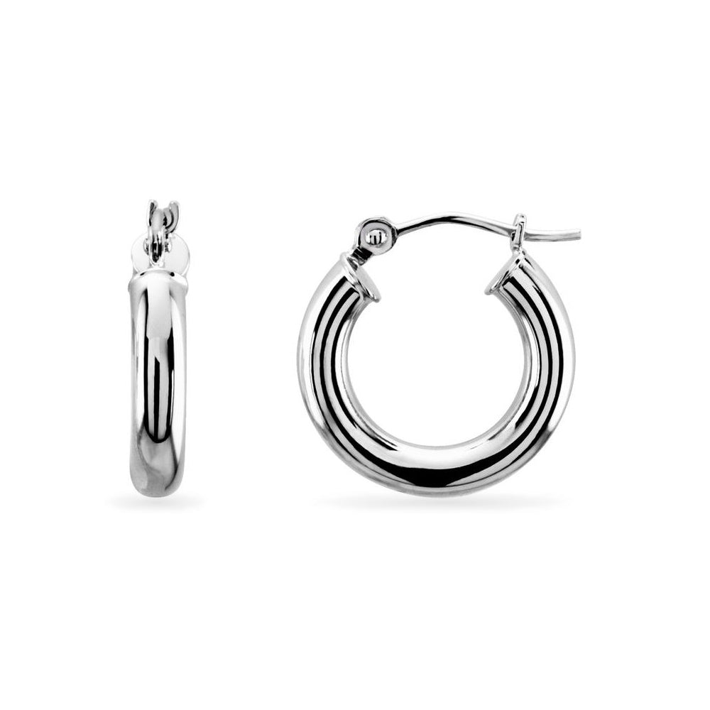 The Avery - 14K White Gold Tube Hoop 15mm  Earrings