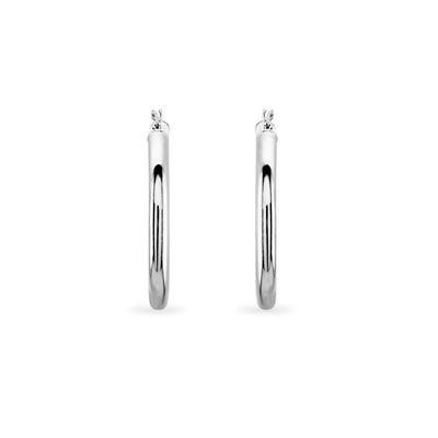 The Avery - 14K White Gold Tube Hoop 30mm Earrings