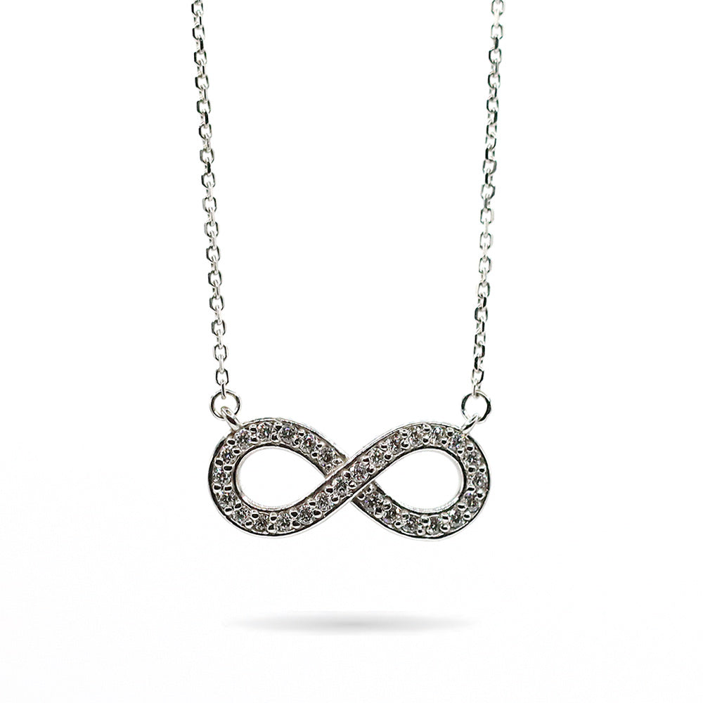 14K White Gold Diamond Infinity Necklace