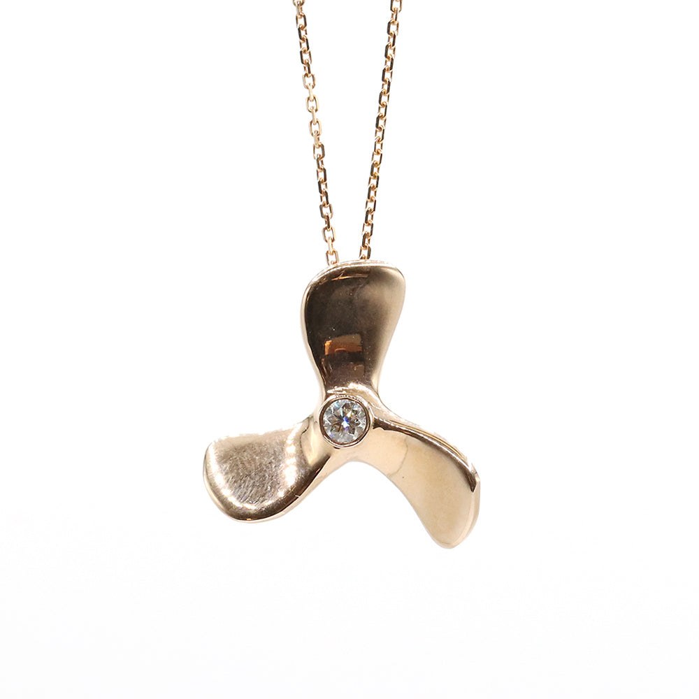 14K Rose Gold Diamond Propeller Pendant