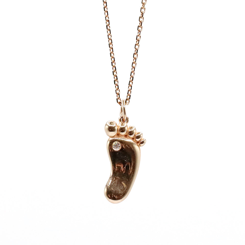 14K Rose Gold Diamond Barefoot Pendant