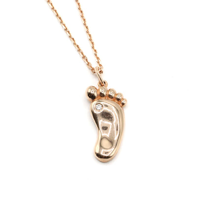 14K Rose Gold Diamond Barefoot Pendant