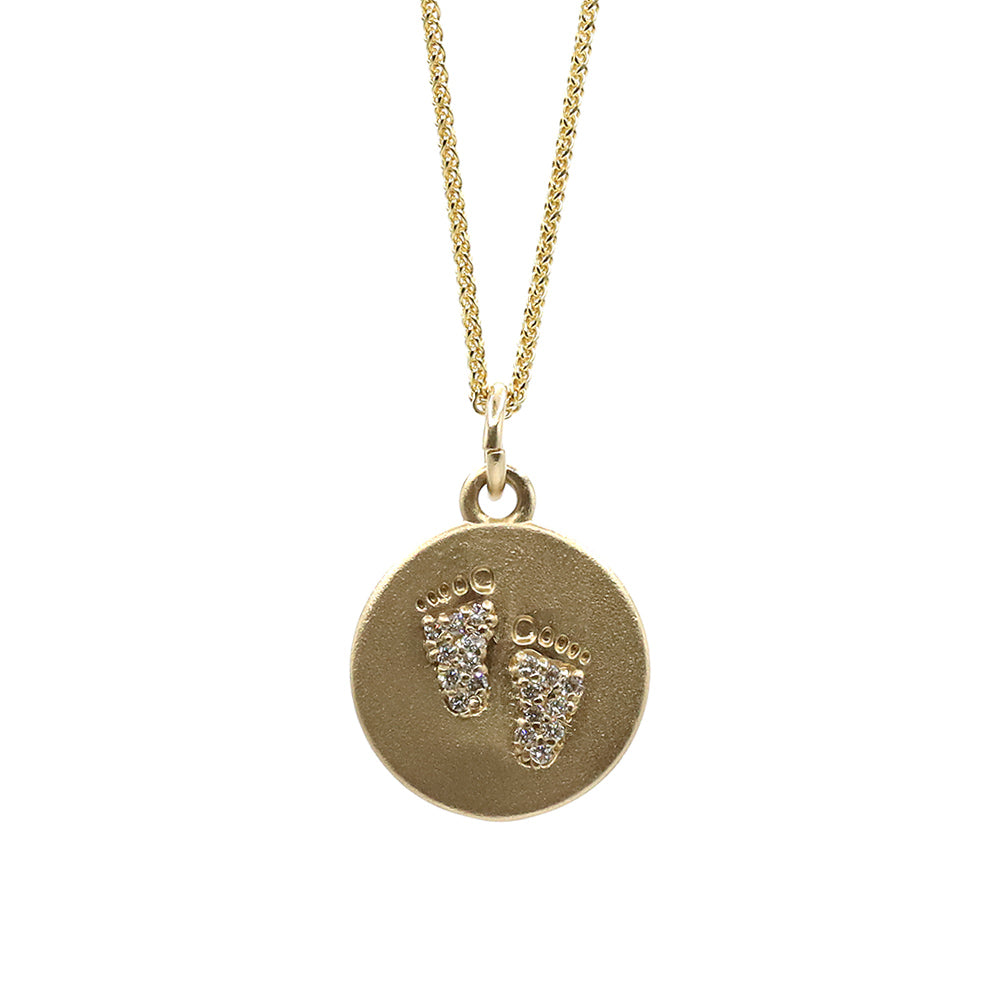 14K Yellow Gold Diamond Barefoot Pendant