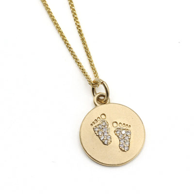 14K Yellow Gold Diamond Barefoot Pendant