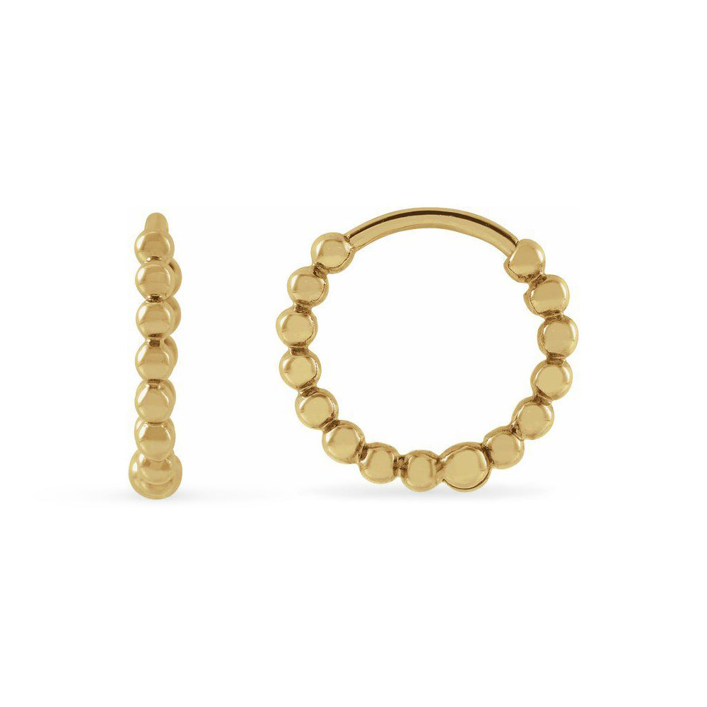 The Emma - 14K Yellow Gold Beaded Huggie Earrings