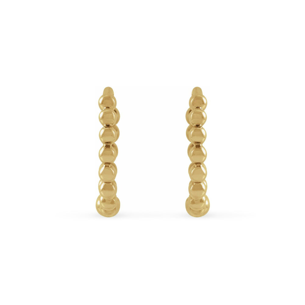 The Emma - 14K Yellow Gold Beaded Huggie Earrings