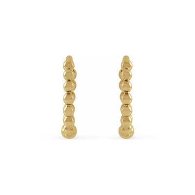 The Emma - 14K Yellow Gold Beaded Huggie Earrings