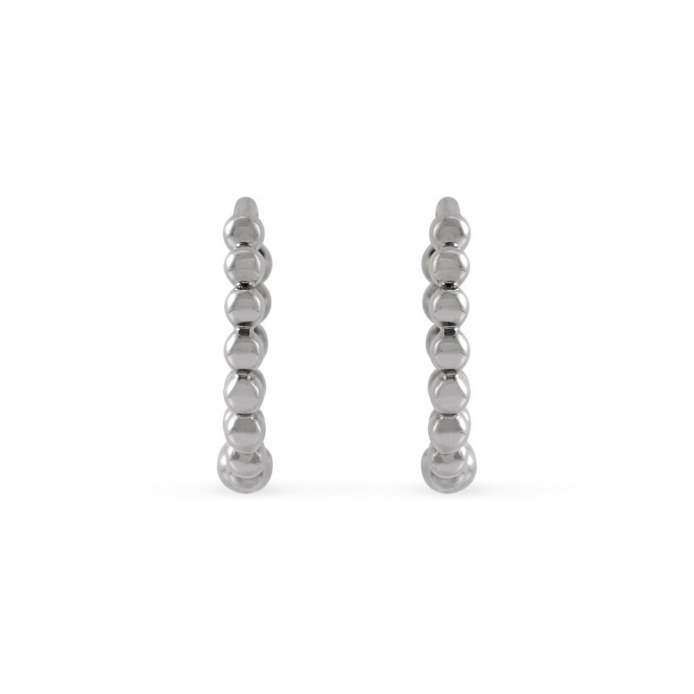 The Emma - 14K White Gold Beaded Huggie Earrings