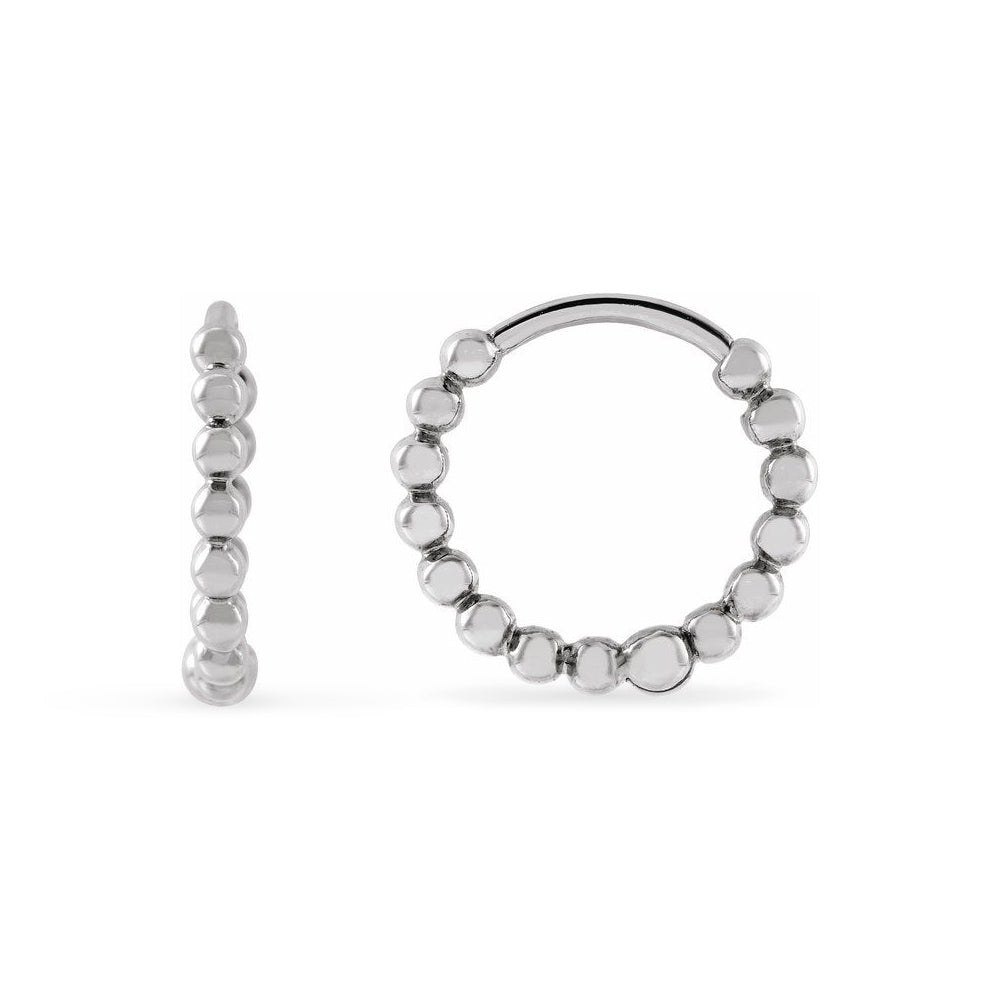 The Emma - 14K White Gold Beaded Huggie Earrings