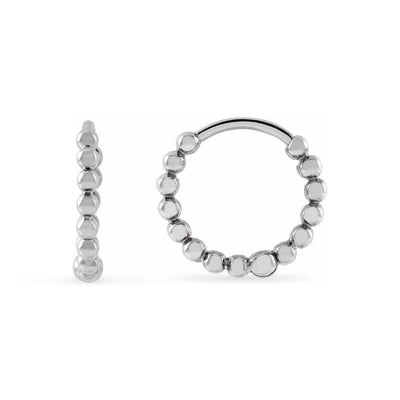 The Emma - 14K White Gold Beaded Huggie Earrings