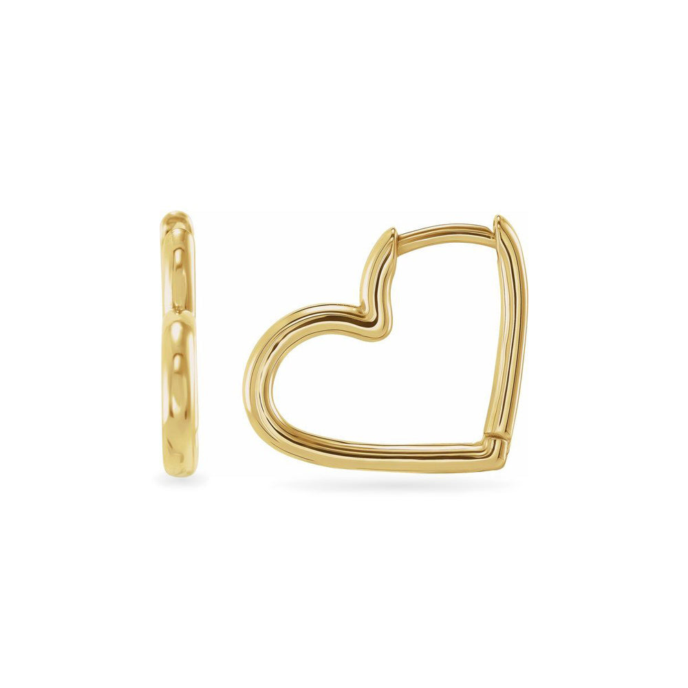 The Briana - 14K Yellow Hinged Heart Huggie Earrings