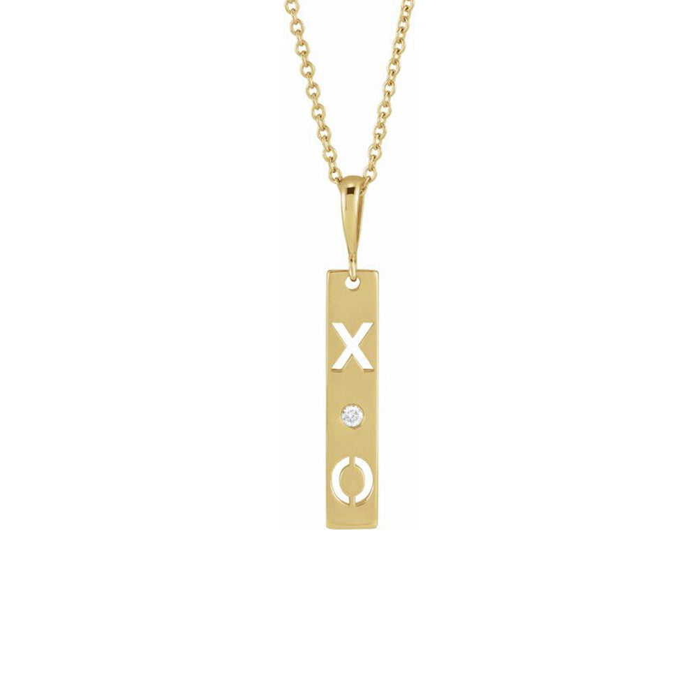 The Jill - 14K Yellow .0075 CT Natural Diamond XO Bar 16-18" Necklace