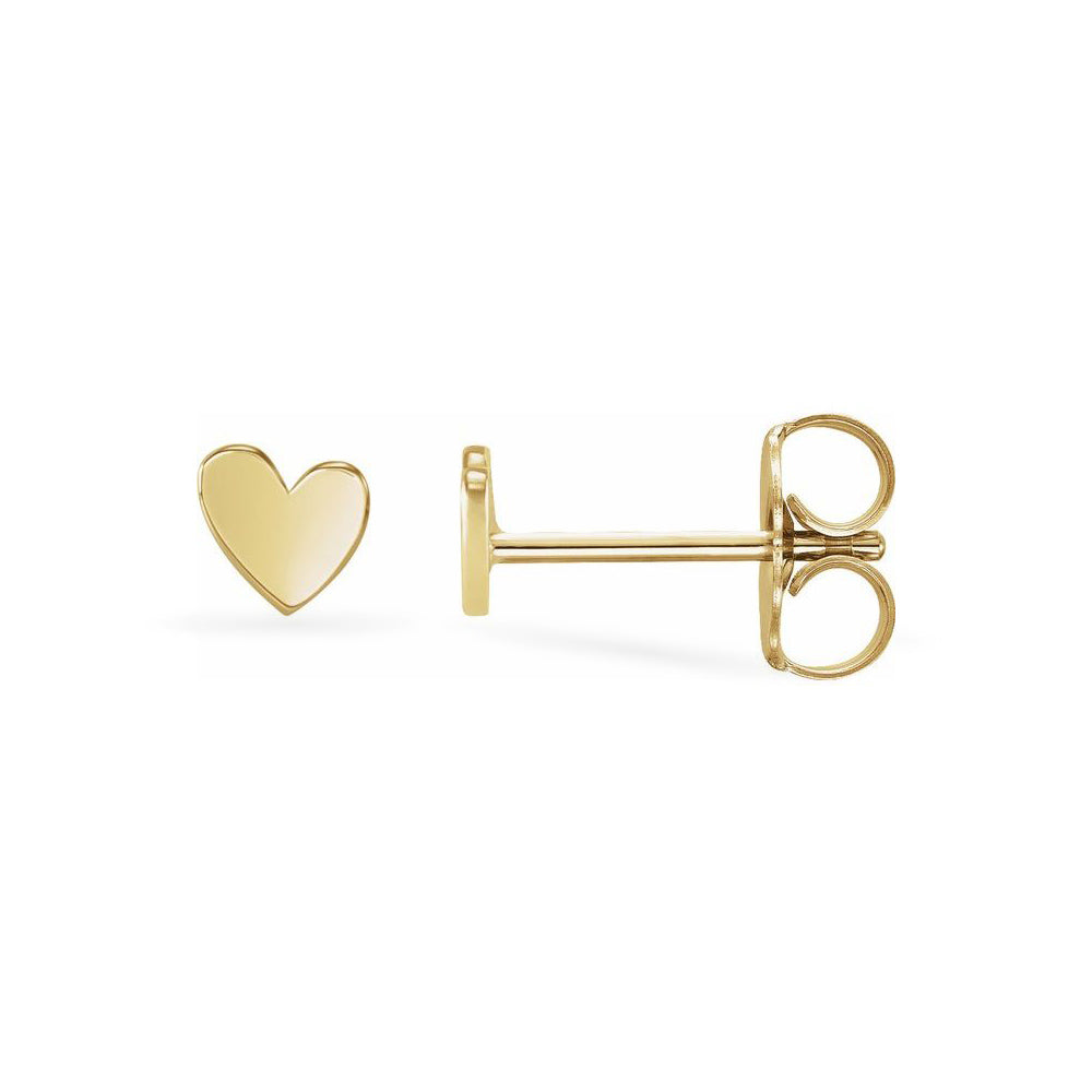 The Zoey - 14K Yellow 6 mm Asymmetrical Heart Friction Post & Back Earrings