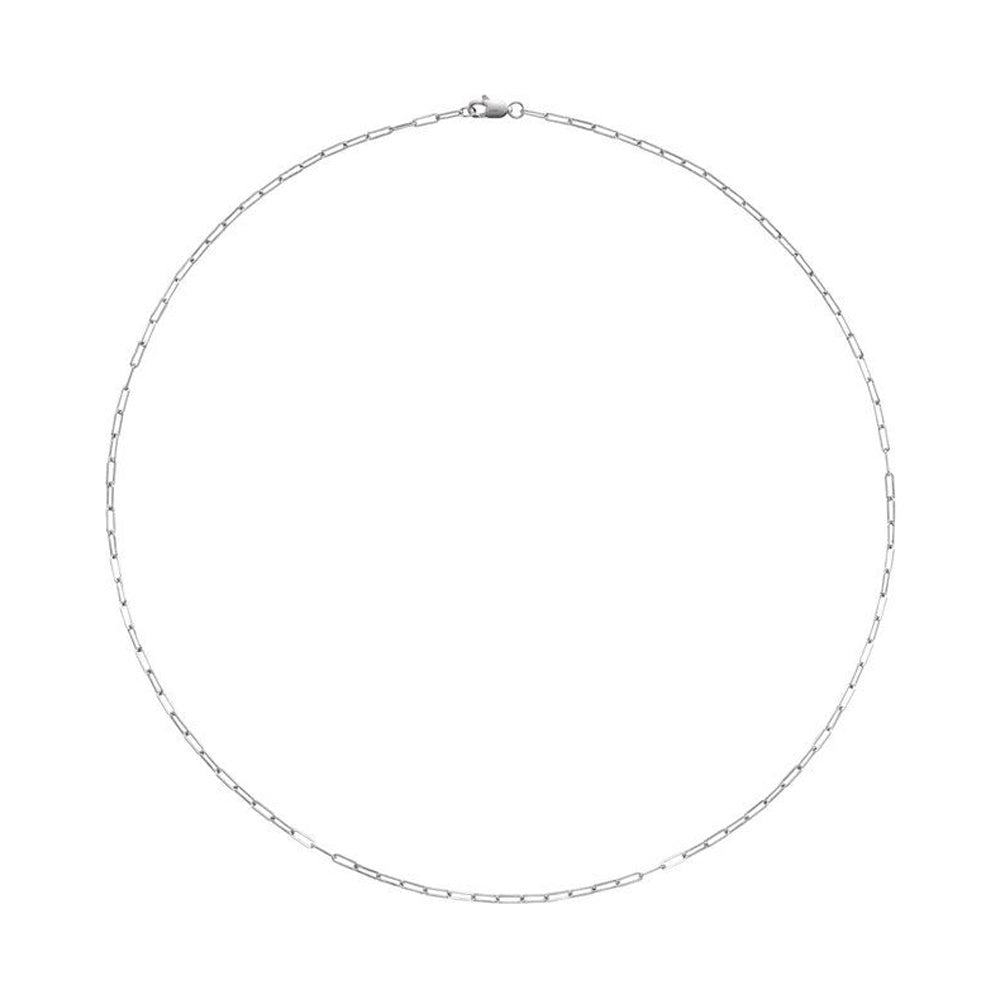 The Charlotte - 14K White Gold Elongated Paper Clip Link Chain